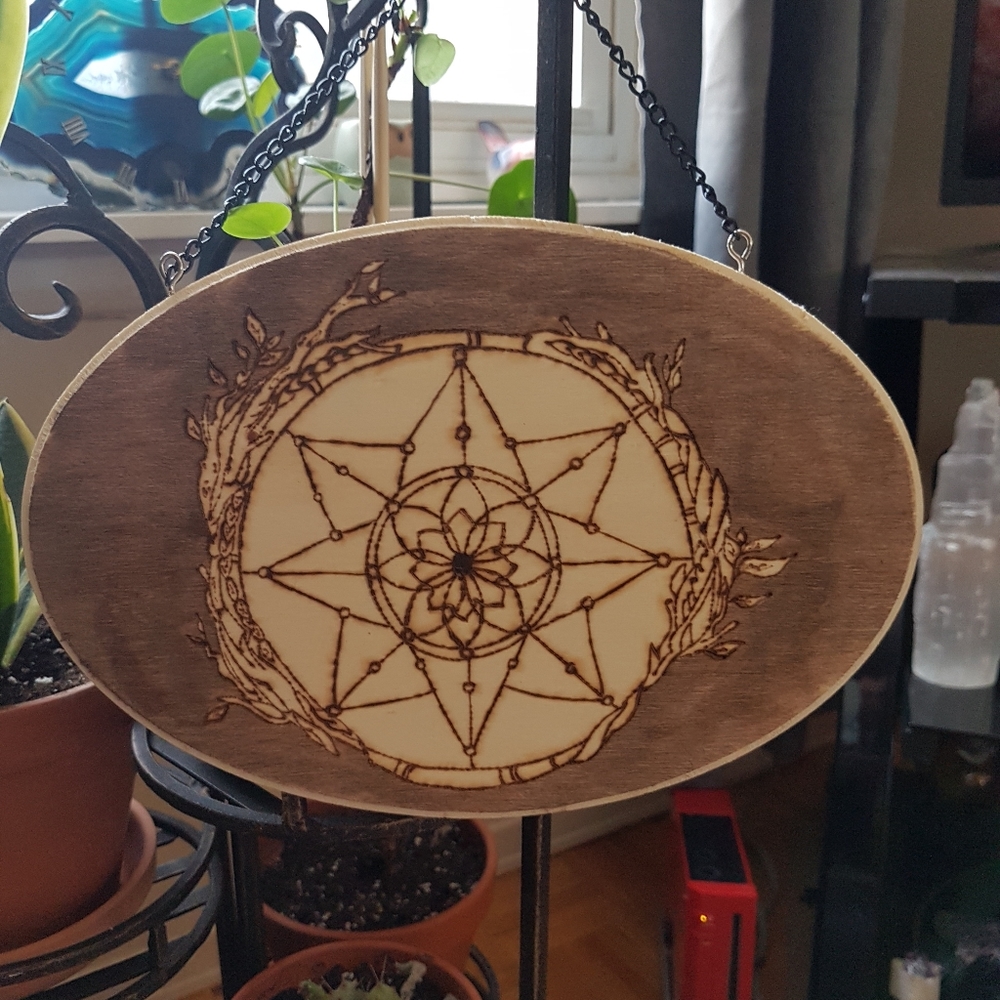 Dream catcher wood burning plague